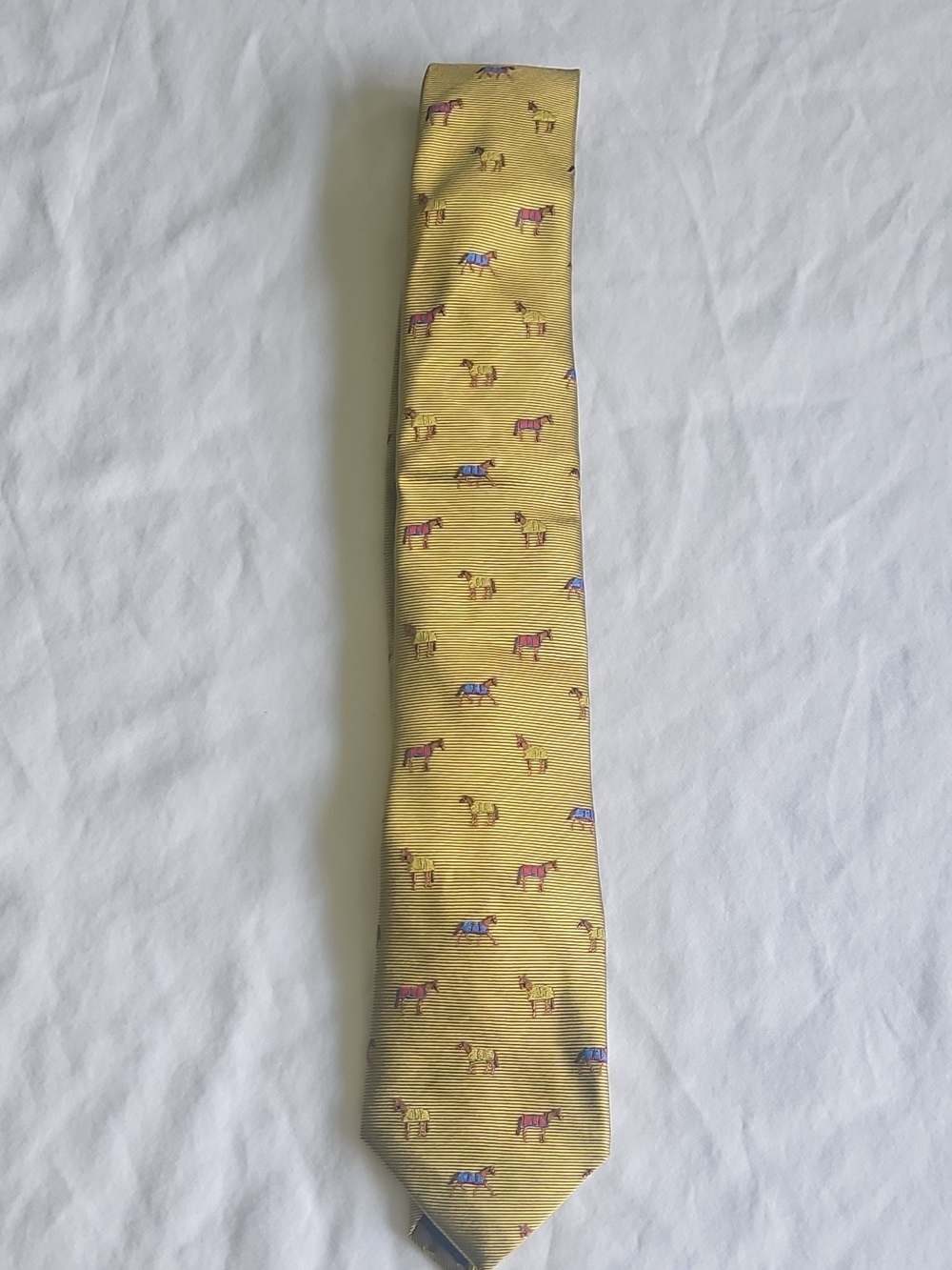 Vintage Rooster Gold  Tie with Novelty Horse Motif